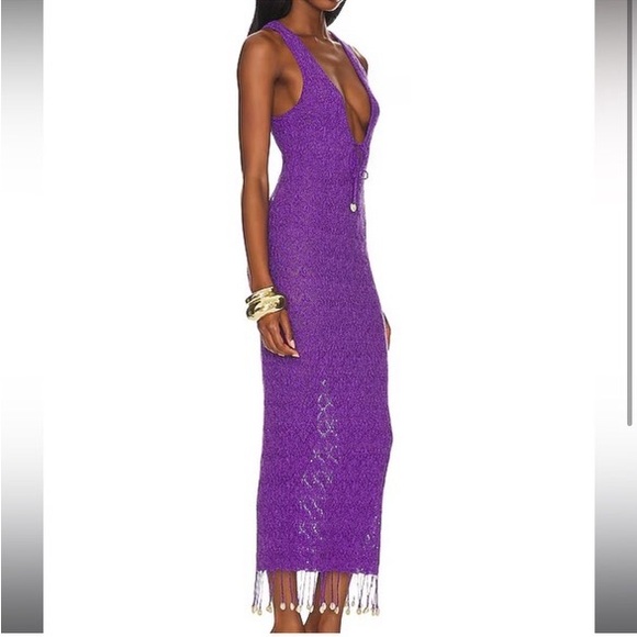 Abeni Keyhole Midi Knit Dress in Purple - Picture 2 of 3